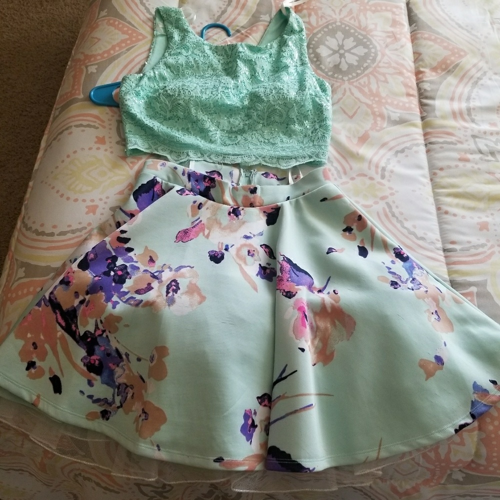 Teal 2 piece dress
